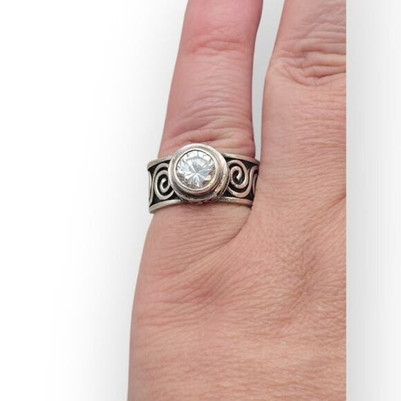 Silpada Rare Retired Sterling Silver Eternity Swirl CZ Vintage Ring – Size 7.5 - Picture 1 of 13